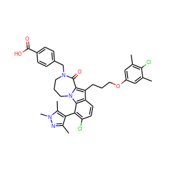 Cc1cc(OCCCc2c3n(c4c(-c5c(C)nn(C)c5C)c(Cl)ccc24)CCCN(Cc2ccc(C(=O)O)cc2)C3=O)cc(C)c1Cl ZINC001772579363