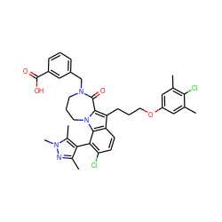 Cc1cc(OCCCc2c3n(c4c(-c5c(C)nn(C)c5C)c(Cl)ccc24)CCCN(Cc2cccc(C(=O)O)c2)C3=O)cc(C)c1Cl ZINC001772586175