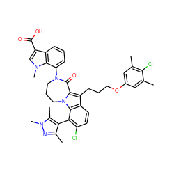 Cc1cc(OCCCc2c3n(c4c(-c5c(C)nn(C)c5C)c(Cl)ccc24)CCCN(c2cccc4c(C(=O)O)cn(C)c24)C3=O)cc(C)c1Cl ZINC001772612194