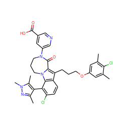 Cc1cc(OCCCc2c3n(c4c(-c5c(C)nn(C)c5C)c(Cl)ccc24)CCCN(c2cncc(C(=O)O)c2)C3=O)cc(C)c1Cl ZINC001772577859