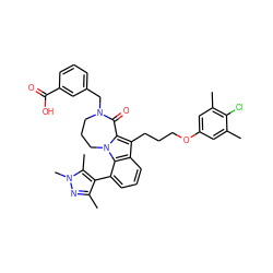 Cc1cc(OCCCc2c3n(c4c(-c5c(C)nn(C)c5C)cccc24)CCCN(Cc2cccc(C(=O)O)c2)C3=O)cc(C)c1Cl ZINC001772647573