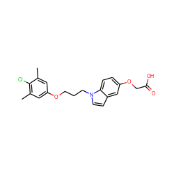 Cc1cc(OCCCn2ccc3cc(OCC(=O)O)ccc32)cc(C)c1Cl ZINC001772624197