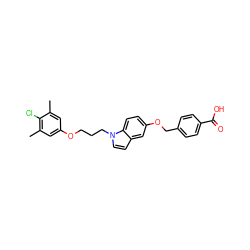 Cc1cc(OCCCn2ccc3cc(OCc4ccc(C(=O)O)cc4)ccc32)cc(C)c1Cl ZINC001772652387