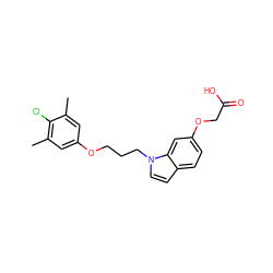 Cc1cc(OCCCn2ccc3ccc(OCC(=O)O)cc32)cc(C)c1Cl ZINC001772583449