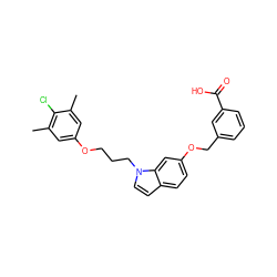 Cc1cc(OCCCn2ccc3ccc(OCc4cccc(C(=O)O)c4)cc32)cc(C)c1Cl ZINC001772651187