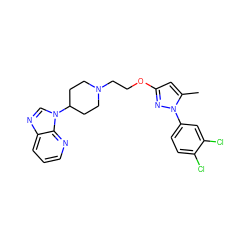 Cc1cc(OCCN2CCC(n3cnc4cccnc43)CC2)nn1-c1ccc(Cl)c(Cl)c1 ZINC000095556945