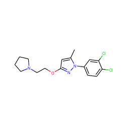 Cc1cc(OCCN2CCCC2)nn1-c1ccc(Cl)c(Cl)c1 ZINC000095557216