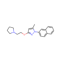 Cc1cc(OCCN2CCCC2)nn1-c1ccc2ccccc2c1 ZINC000035899578