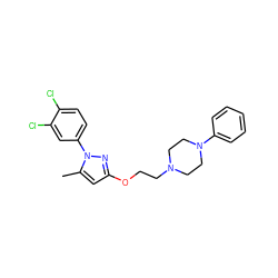 Cc1cc(OCCN2CCN(c3ccccc3)CC2)nn1-c1ccc(Cl)c(Cl)c1 ZINC000095557268