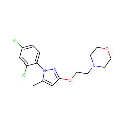 Cc1cc(OCCN2CCOCC2)nn1-c1ccc(Cl)cc1Cl ZINC000095555901