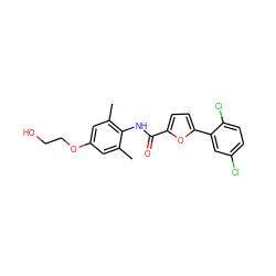 Cc1cc(OCCO)cc(C)c1NC(=O)c1ccc(-c2cc(Cl)ccc2Cl)o1 ZINC000071332106