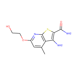 Cc1cc(OCCO)nc2sc(C(N)=O)c(N)c12 ZINC000045258065