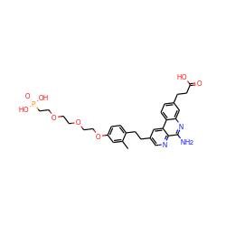 Cc1cc(OCCOCCOCCP(=O)(O)O)ccc1CCc1cnc2c(N)nc3cc(CCC(=O)O)ccc3c2c1 ZINC000068250617