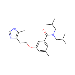 Cc1cc(OCCc2nc[nH]c2C)cc(C(=O)N(CC(C)C)CC(C)C)c1 ZINC000066077602