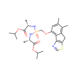 Cc1cc(OCP(=O)(N[C@@H](C)C(=O)OC(C)C)N[C@@H](C)C(=O)OC(C)C)c2c(c1C)Cc1scnc1-2 ZINC000053298266