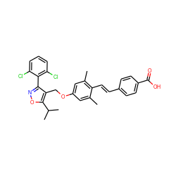 Cc1cc(OCc2c(-c3c(Cl)cccc3Cl)noc2C(C)C)cc(C)c1/C=C/c1ccc(C(=O)O)cc1 ZINC000026817121