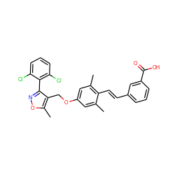 Cc1cc(OCc2c(-c3c(Cl)cccc3Cl)noc2C)cc(C)c1/C=C/c1cccc(C(=O)O)c1 ZINC000013809556