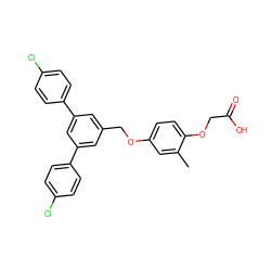 Cc1cc(OCc2cc(-c3ccc(Cl)cc3)cc(-c3ccc(Cl)cc3)c2)ccc1OCC(=O)O ZINC000037866909