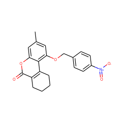 Cc1cc(OCc2ccc([N+](=O)[O-])cc2)c2c3c(c(=O)oc2c1)CCCC3 ZINC000000944806