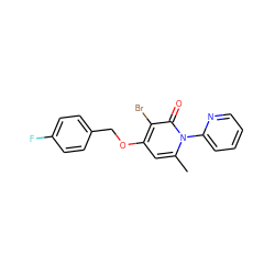 Cc1cc(OCc2ccc(F)cc2)c(Br)c(=O)n1-c1ccccn1 ZINC000049089840