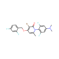 Cc1cc(OCc2ccc(F)cc2F)c(Br)c(=O)n1-c1c(F)cc(N(C)C)cc1F ZINC000072170784