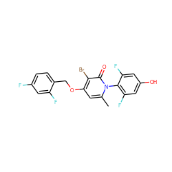 Cc1cc(OCc2ccc(F)cc2F)c(Br)c(=O)n1-c1c(F)cc(O)cc1F ZINC000072171794