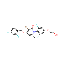 Cc1cc(OCc2ccc(F)cc2F)c(Br)c(=O)n1-c1c(F)cc(OCCO)cc1F ZINC000072171795