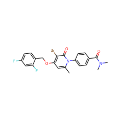 Cc1cc(OCc2ccc(F)cc2F)c(Br)c(=O)n1-c1ccc(C(=O)N(C)C)cc1 ZINC000072172136