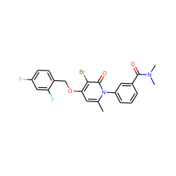 Cc1cc(OCc2ccc(F)cc2F)c(Br)c(=O)n1-c1cccc(C(=O)N(C)C)c1 ZINC000072172137