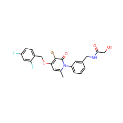 Cc1cc(OCc2ccc(F)cc2F)c(Br)c(=O)n1-c1cccc(CNC(=O)CO)c1 ZINC000072173038