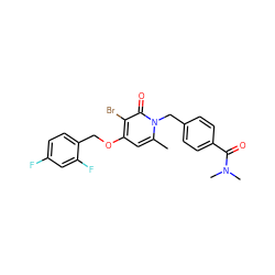 Cc1cc(OCc2ccc(F)cc2F)c(Br)c(=O)n1Cc1ccc(C(=O)N(C)C)cc1 ZINC000049020454