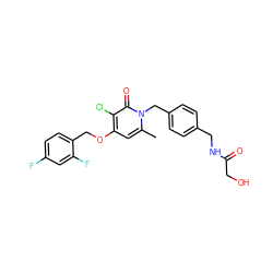 Cc1cc(OCc2ccc(F)cc2F)c(Cl)c(=O)n1Cc1ccc(CNC(=O)CO)cc1 ZINC000049018953