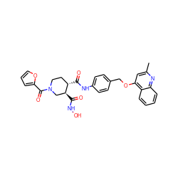 Cc1cc(OCc2ccc(NC(=O)[C@H]3CCN(C(=O)c4ccco4)C[C@@H]3C(=O)NO)cc2)c2ccccc2n1 ZINC000027435933