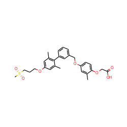 Cc1cc(OCc2cccc(-c3c(C)cc(OCCCS(C)(=O)=O)cc3C)c2)ccc1OCC(=O)O ZINC000299835136