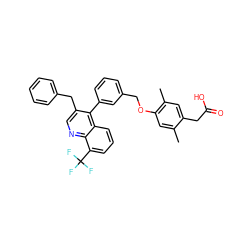 Cc1cc(OCc2cccc(-c3c(Cc4ccccc4)cnc4c(C(F)(F)F)cccc34)c2)c(C)cc1CC(=O)O ZINC000028978841