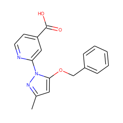 Cc1cc(OCc2ccccc2)n(-c2cc(C(=O)O)ccn2)n1 ZINC000146769991