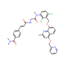 Cc1cc(OCc2ccccn2)c2cccc(OCc3c(Cl)ccc(N(C)C(=O)CNC(=O)/C=C/c4ccc(C(=O)N(C)C)cc4)c3Cl)c2n1 ZINC000026716531