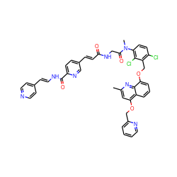 Cc1cc(OCc2ccccn2)c2cccc(OCc3c(Cl)ccc(N(C)C(=O)CNC(=O)/C=C/c4ccc(C(=O)N/C=C/c5ccncc5)nc4)c3Cl)c2n1 ZINC000095542968