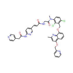 Cc1cc(OCc2ccccn2)c2cccc(OCc3c(Cl)ccc(N(C)C(=O)CNC(=O)/C=C/c4ccc(NC(=O)Cc5ccncc5)nc4)c3Cl)c2n1 ZINC000095545767