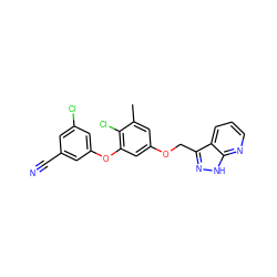 Cc1cc(OCc2n[nH]c3ncccc23)cc(Oc2cc(Cl)cc(C#N)c2)c1Cl ZINC000045288105