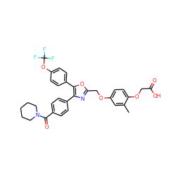 Cc1cc(OCc2nc(-c3ccc(C(=O)N4CCCCC4)cc3)c(-c3ccc(OC(F)(F)F)cc3)o2)ccc1OCC(=O)O ZINC000049803977