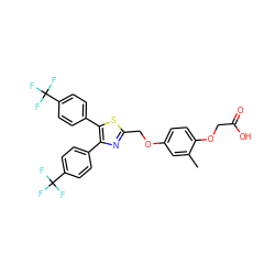 Cc1cc(OCc2nc(-c3ccc(C(F)(F)F)cc3)c(-c3ccc(C(F)(F)F)cc3)s2)ccc1OCC(=O)O ZINC000049775008