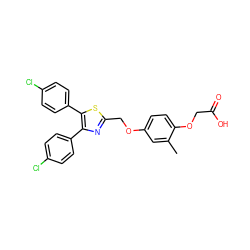 Cc1cc(OCc2nc(-c3ccc(Cl)cc3)c(-c3ccc(Cl)cc3)s2)ccc1OCC(=O)O ZINC000049034173