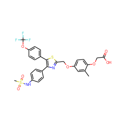 Cc1cc(OCc2nc(-c3ccc(NS(C)(=O)=O)cc3)c(-c3ccc(OC(F)(F)F)cc3)s2)ccc1OCC(=O)O ZINC000049785293