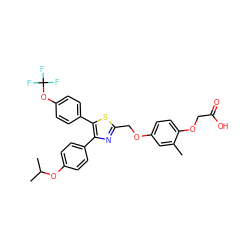 Cc1cc(OCc2nc(-c3ccc(OC(C)C)cc3)c(-c3ccc(OC(F)(F)F)cc3)s2)ccc1OCC(=O)O ZINC000049774870