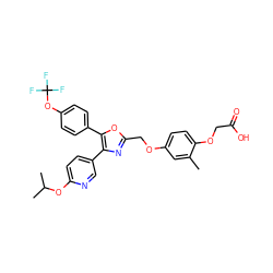 Cc1cc(OCc2nc(-c3ccc(OC(C)C)nc3)c(-c3ccc(OC(F)(F)F)cc3)o2)ccc1OCC(=O)O ZINC000049774630