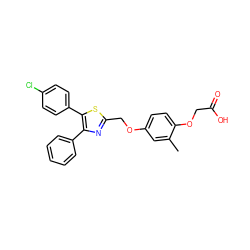 Cc1cc(OCc2nc(-c3ccccc3)c(-c3ccc(Cl)cc3)s2)ccc1OCC(=O)O ZINC000049034095