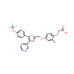 Cc1cc(OCc2nc(-c3cccnc3)c(-c3ccc(OC(F)(F)F)cc3)o2)ccc1OCC(=O)O ZINC000049032952