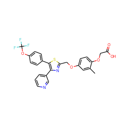 Cc1cc(OCc2nc(-c3cccnc3)c(-c3ccc(OC(F)(F)F)cc3)s2)ccc1OCC(=O)O ZINC000049033502