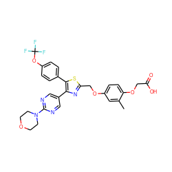 Cc1cc(OCc2nc(-c3cnc(N4CCOCC4)nc3)c(-c3ccc(OC(F)(F)F)cc3)s2)ccc1OCC(=O)O ZINC000049778097